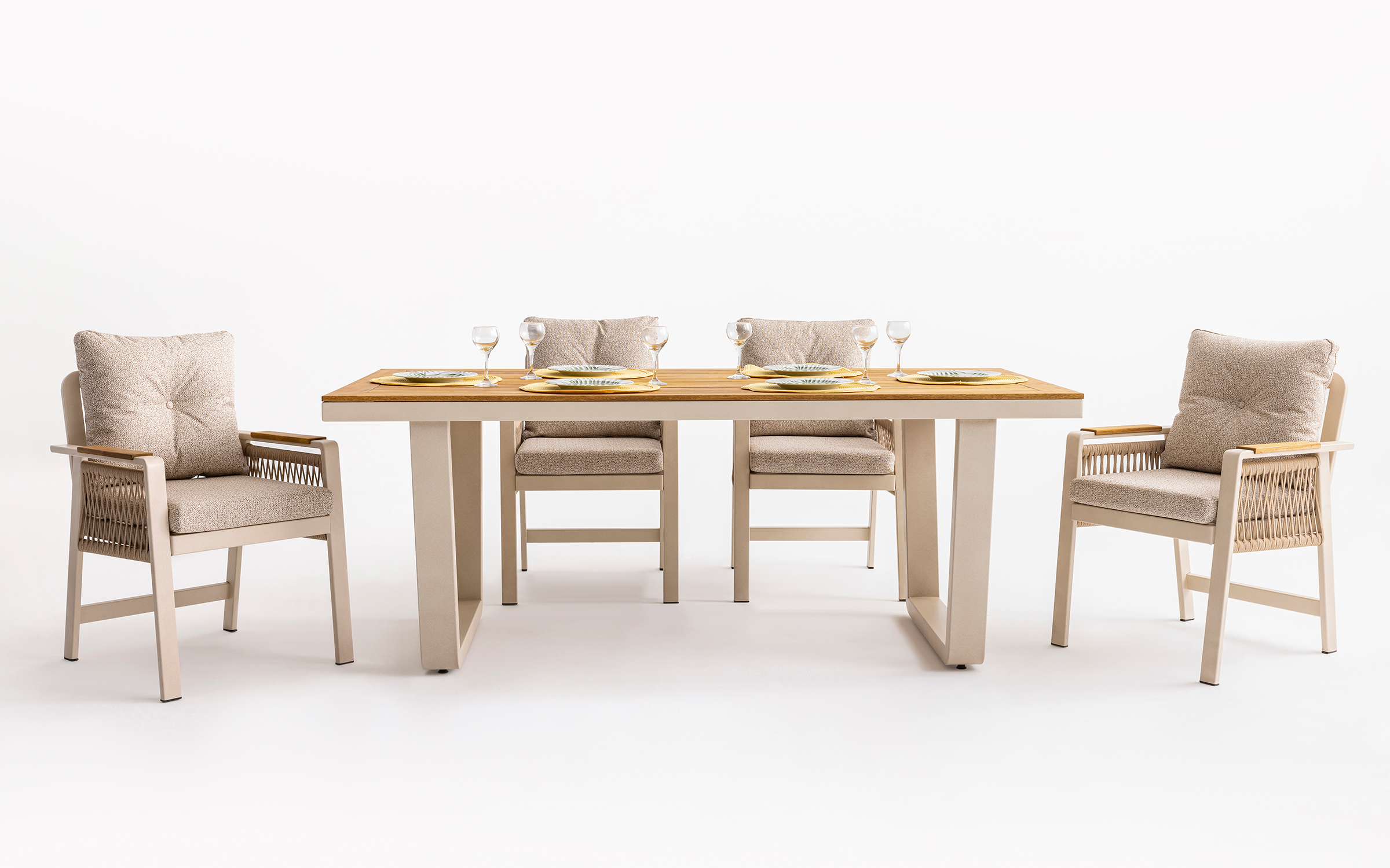 Set of table + 6 chairs Artemis, cream  3